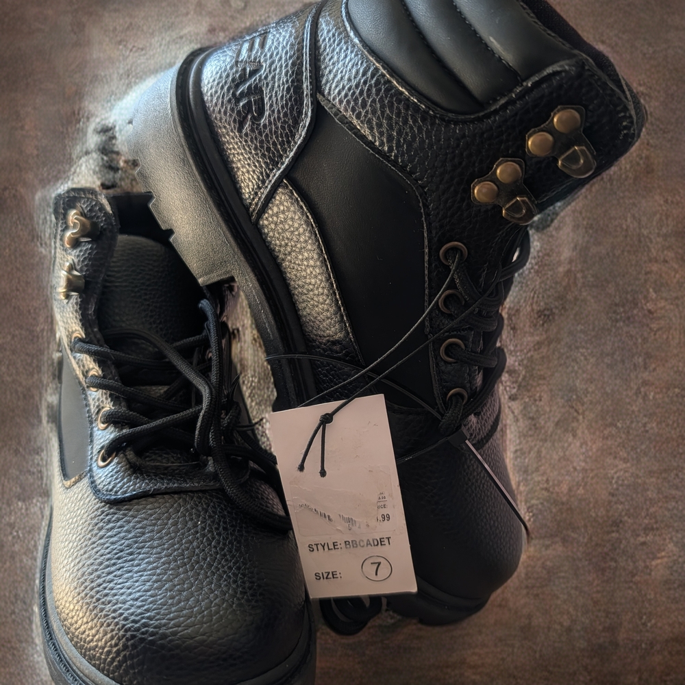 Black and Gray High-Top Boots